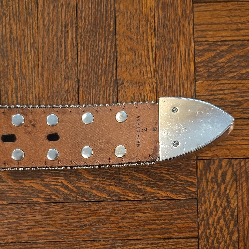 Western Rhinestone & Leather Belt - Picture 15 of 16